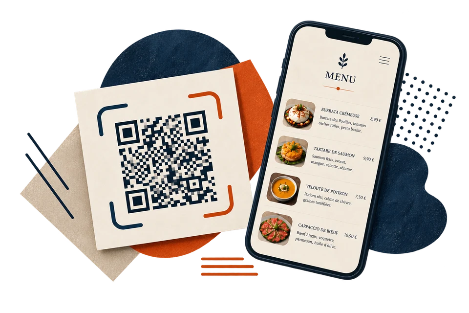 Menu en ligne consulté via un QR code