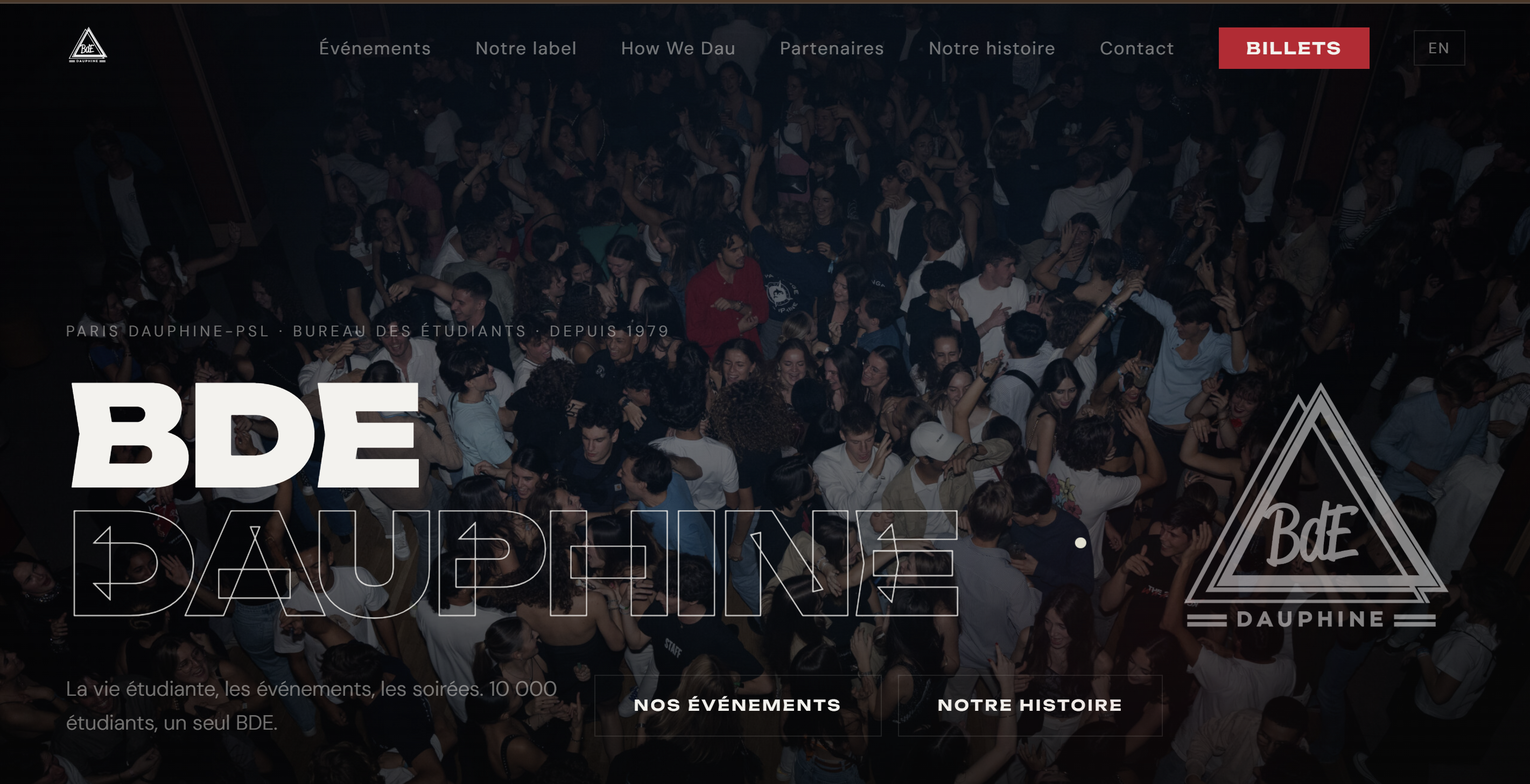 Page d'accueil du site BDE Dauphine