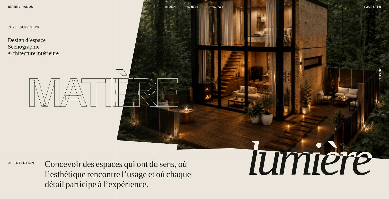 Page d'accueil du portfolio de Jeanne Randu