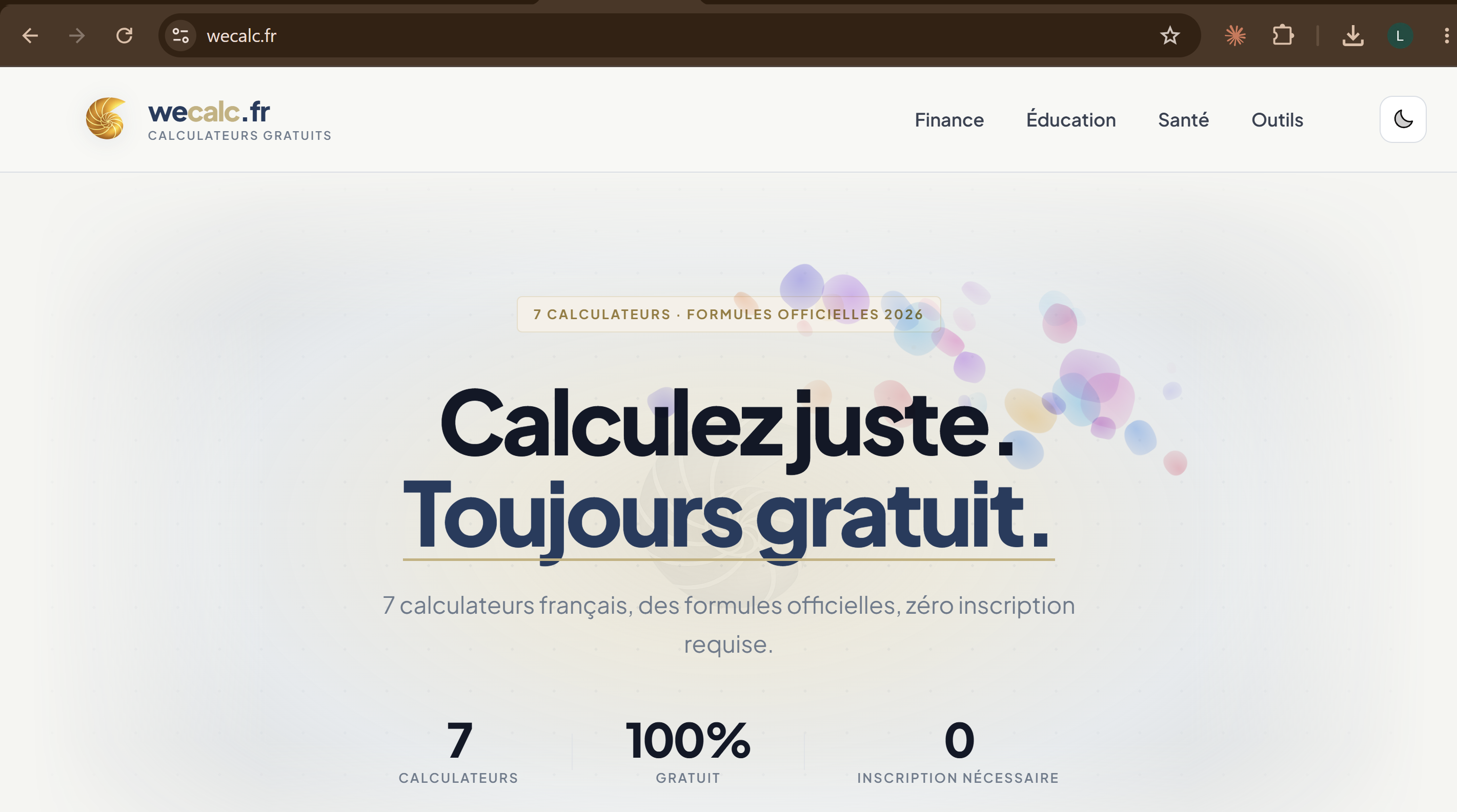 Page d'accueil du site wecalc.fr